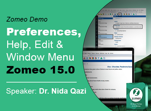 Preferences, Help, Edit & Window Menu - Zomeo 15.0